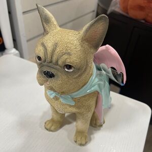 Halloween Frenchie French Bulldog in Pastel Pink Vampire Bat Costume Resin NWT